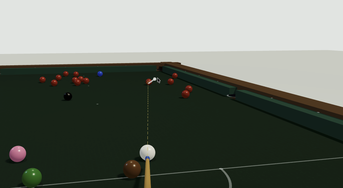 Baize — a 3D snooker table with a shot lined up on the pack of reds